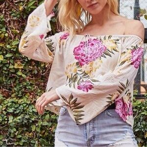 Billabong Cool Whip Floral Off Shoulder Blouse NWT XL